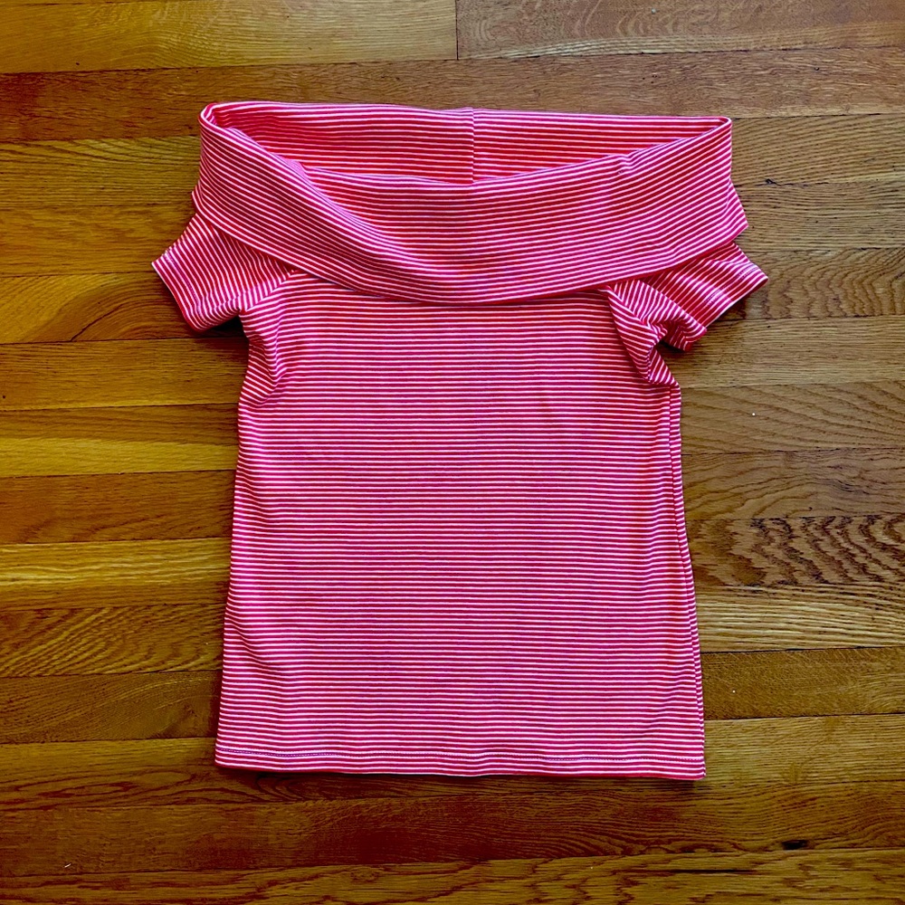 J. Crew Off the Shoulder Foldover Cotton Knit Top